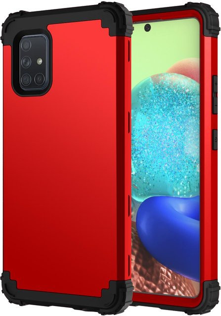 Robuste Hybrid-Schutzhülle im Rüstungs-Design für dein Samsung Galaxy A71 5G in Rot - Bild 1