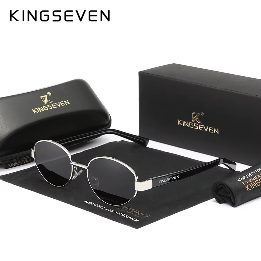 Kingseven Sonnenbrille oval, Vollrand, Metall, Leopard, Unisex, polarisiert - Bild 2