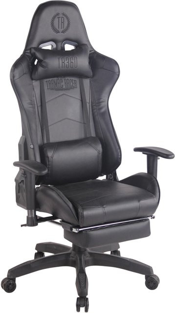 TPFLiving Racing Bürostuhl Turbine Gaming Chair mit Fußablage und Kopfstütze, Schwarz, Höhe: 142 cm, Breite: 67 cm, Tiefe: 58 cm - Bild 1