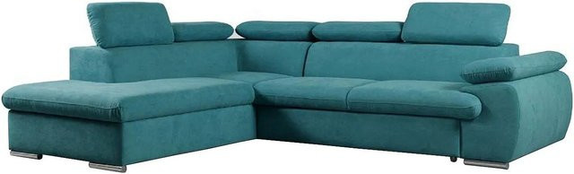 Vente-unique Schlafsofa Fabien in Türkisblau mit L-Form und Schlaffunktion - Bild 1