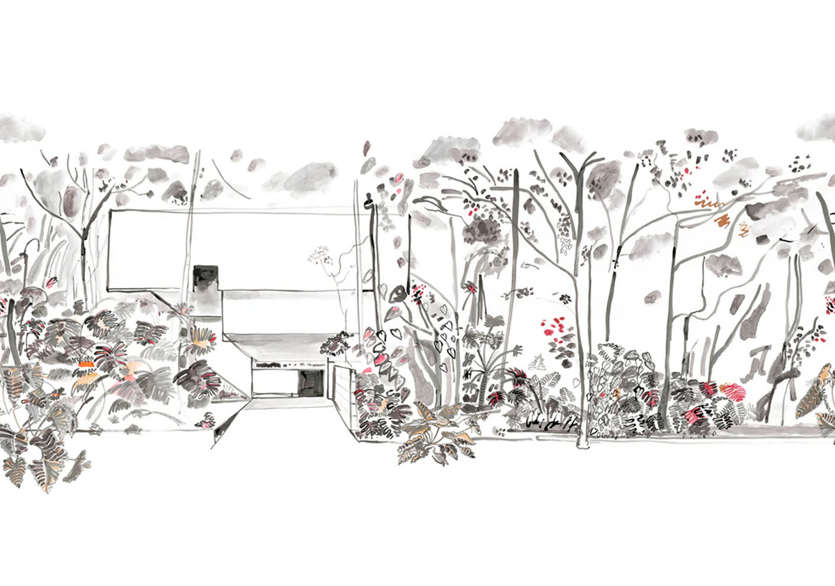 Isidore Leroy Mural Casa Tropical Wandgestaltung in Grau und Mehrfarbig mit floralem Design und mattem Finish - Bild 1