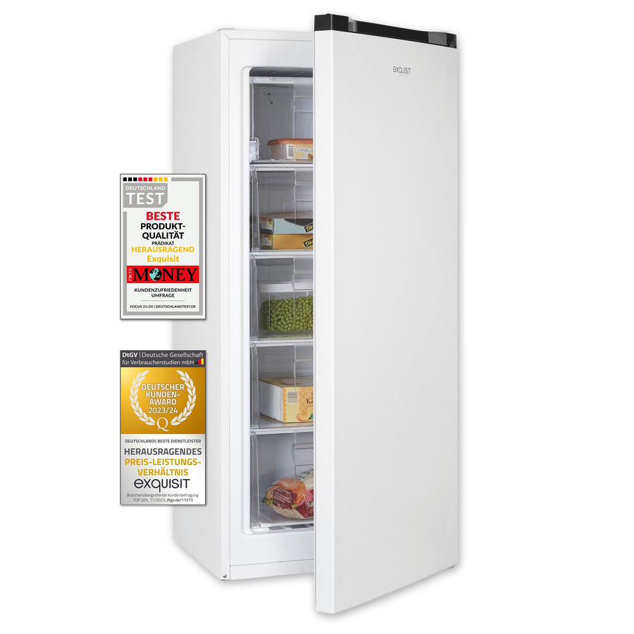 Exquisit GS5145-051D Gefrierschrank in Weiss, Standgerät mit umkehrbarer Tür - Bild 1
