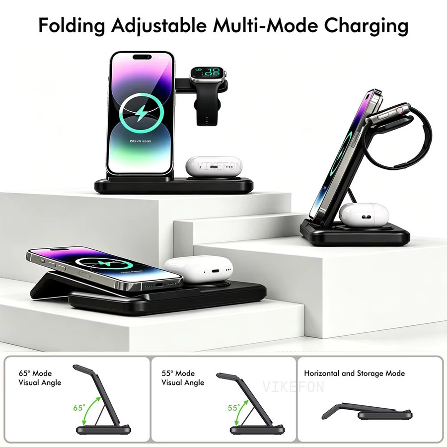 VIKEFON 3-in-1 Kabellose Ladestation für iPhone, Apple Watch und AirPods, Schneller Ladeständer für iOS-Geräte - Bild 3