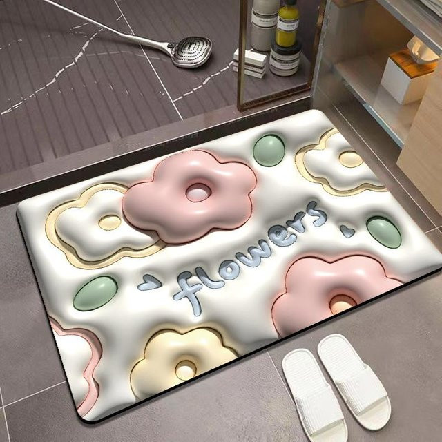 Expansion Air Badezimmer Bodenmatte aus Polyester, weiß, saugfähig und rutschfest, B/T: 45 x 70 cm - Bild 1