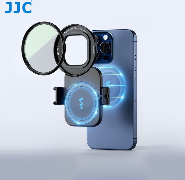 JJC 67 mm Telefonobjektiv-Filter-Adapter Set mit CPL ND64 UV Filtern und doppelseitiger magnetischer Halterung für iPhone 16 15 14 Pro Max in Schwarz - Bild 1