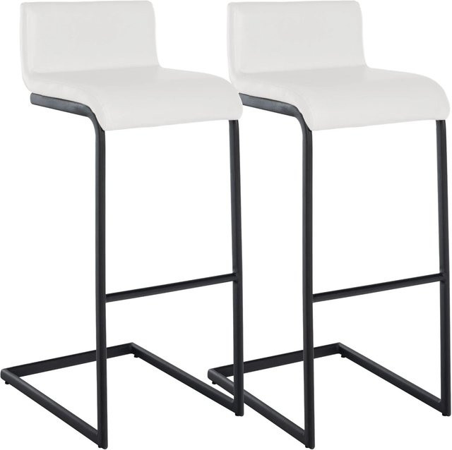 CLP Barhocker 2er Set Newport mit Lehne in Weiß und schwarzem Metallgestell - Bild 1