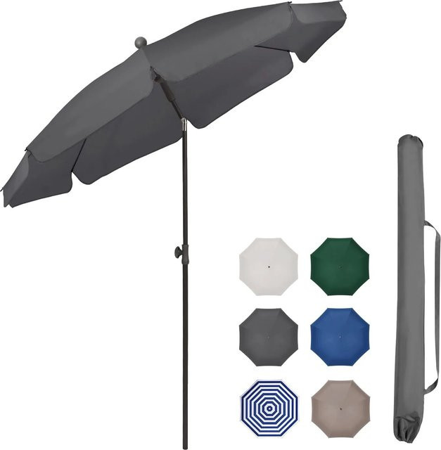 Sekey Balkonschirm Dunkelgrau mit Schutzhülle, Sonnenschirm mit UV-Schutz UPF 50+ aus Polyester und Metall, Durchmesser: 200 cm - Bild 1