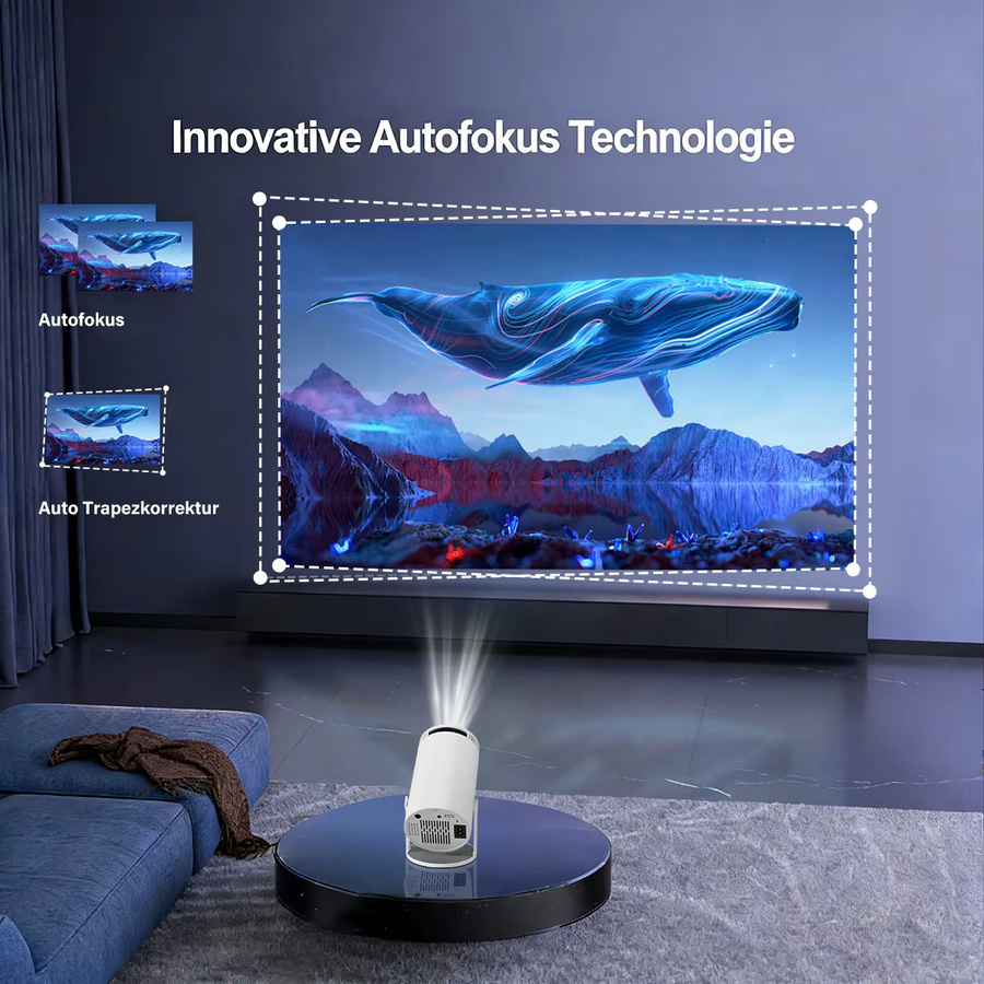 MAOHUTER Projektor HY300Pro 4K UHD mit 300 ANSI, Dual WiFi6 und Bluetooth 5.0, tragbarer Beamer in Weiß - Bild 3