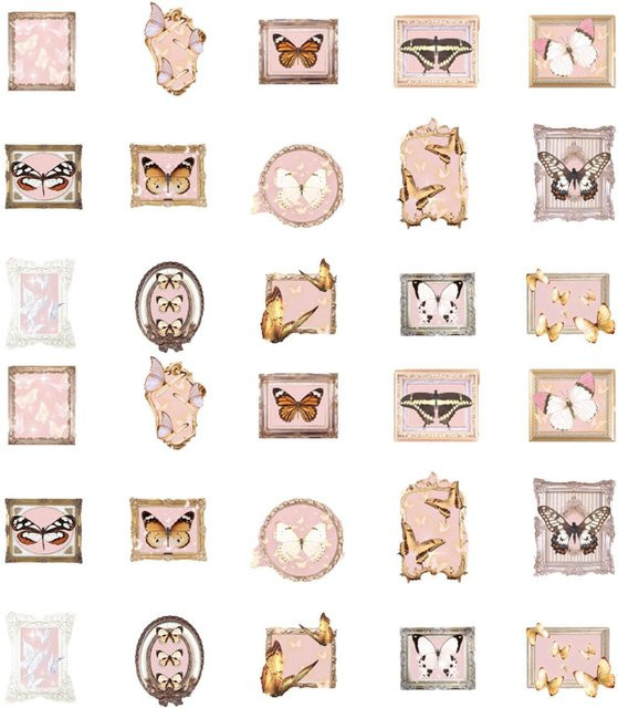 30 Stück Schmetterlingsaufkleber Set von OutsideWorld in Weiß und Multicolour für Scrapbooking und Journaling aus Papier - Bild 1