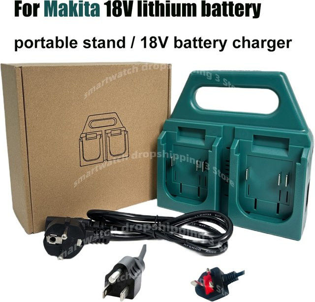 Makita Akku-Ladegerät mit Aufbewahrungshalterung für 18V/20V Akkus - Bild 1