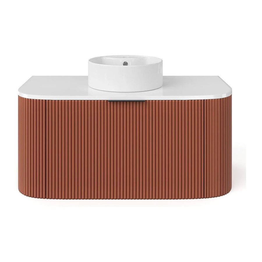 Vente-unique Einzelwaschtisch Lomeri in Terracotta, gerillt, Breite: 99 cm, Tiefe: 50 cm, Höhe: 45 cm - Bild 2