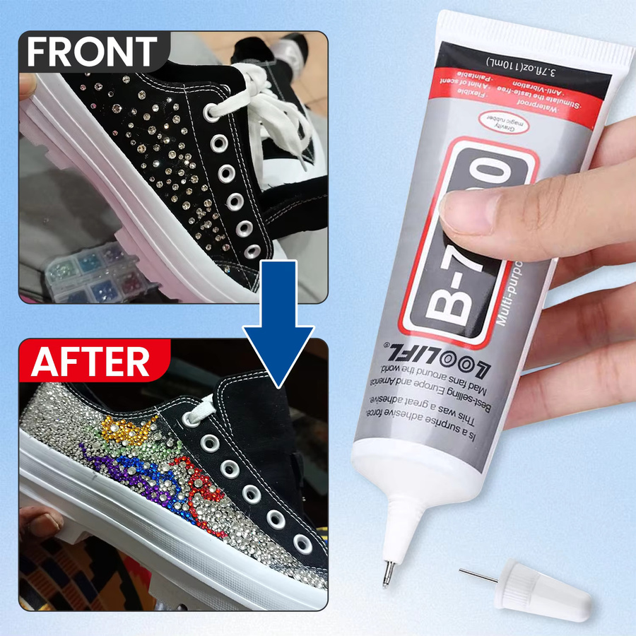 LOOLIFL B-7000 Transparenter Starker Kleber, Wasserfester Reparaturkleber für Glas, Kunststoff, Handybildschirme und DIY-Handwerk, 110 ml - Bild 2