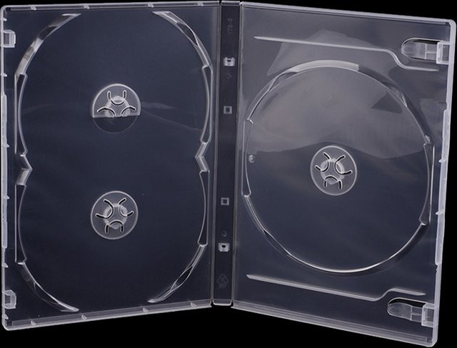 Quadratische CD-Box aus PP-Kunststoff mit transparentem Boden und milchigem Gehäuse für 3 Discs - Bild 1
