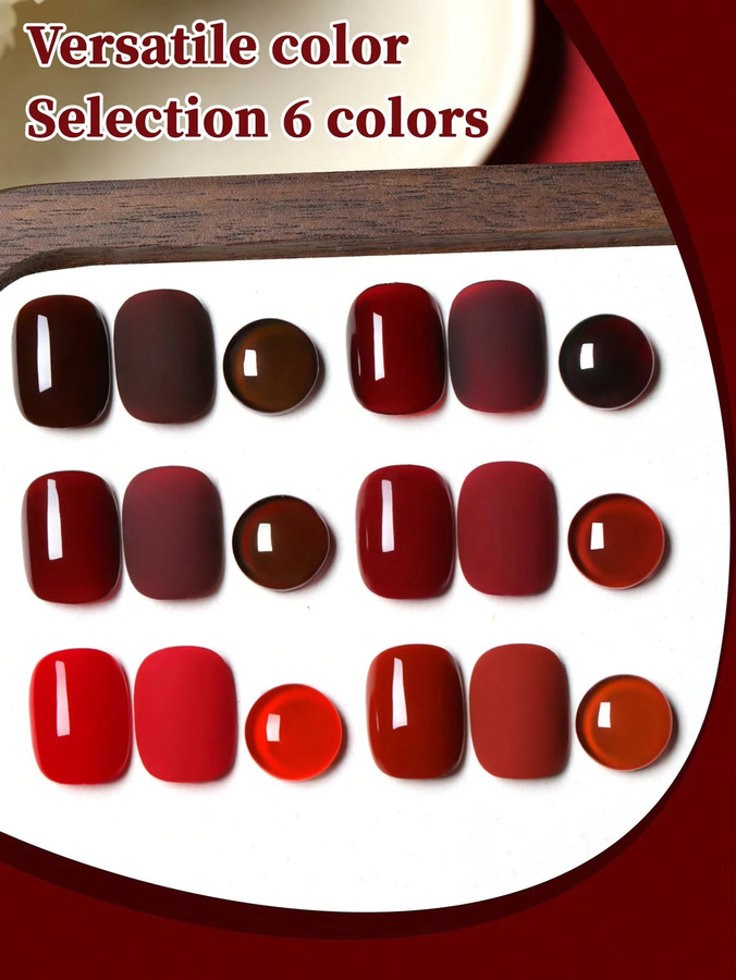 XEIJAYI Gel-Nagellack-Set, 6-teilig, Rot, Glänzend, 15 ml pro Stück - Bild 3