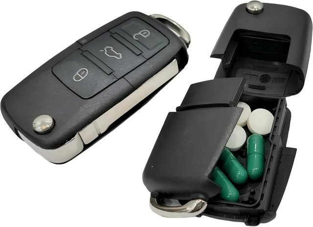 Zimir Mini-Versteck-Safe Auto-Schlüssel-Dummy in Schwarz mit Geheimfach für Geld, Pillen und Münzen - Bild 1