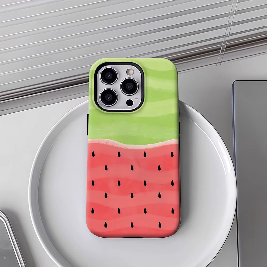 Handyhülle mit Watermelon Slice Design für Apple iPhone 11 bis iPhone 17 Pro Max Plus, doppelschichtige Rückseite, mehrfarbig - Bild 4