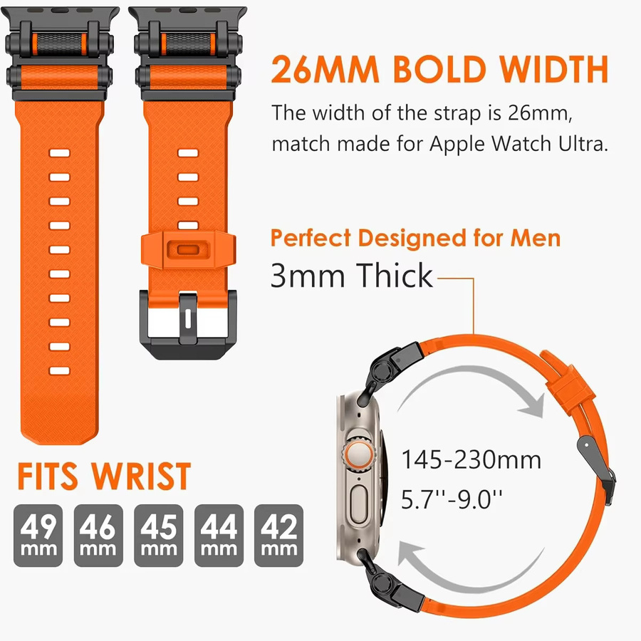 CAOWTAN Sportarmband, Kautschuk, Metall, Apple Watch Ultra 2 49mm 46mm 45mm 44mm - Bild 4