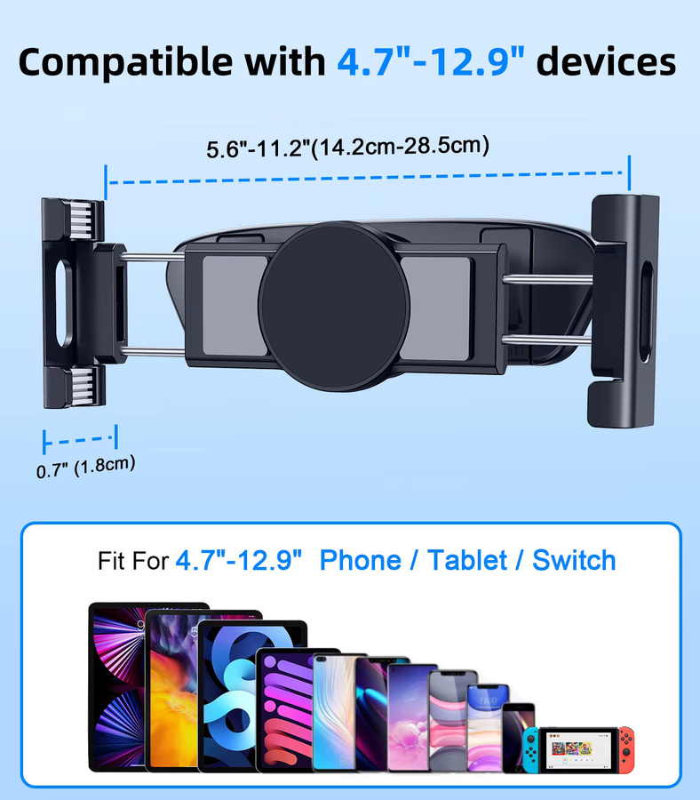 Eary Magnetische iPad und Tablet Halterung für Tesla Model 3 Highland und Model Y Juniper, Auto-Rücksitz-Kopfstützen-Halterung für 4,7 bis 12,9 Zoll Geräte, Schwarz - Bild 2