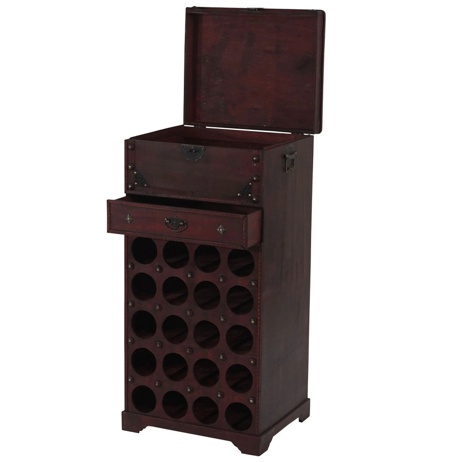 MCW Weinregal Rhone in Braun im Kolonialstil aus Holz mit Schublade für 20 Flaschen, H: 94,0 cm, B: 38,0 cm, T: 46,0 cm - Bild 3