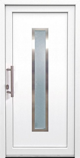 Moderne Kunststoff-Haustür PANTO mit Glaseinsatz, Weiß, B/H: 110 x 210 cm, Anschlag Links - Bild 1