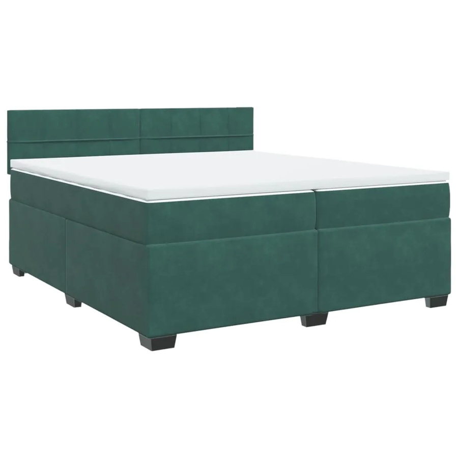 vidaXL Boxspringbett mit Matratze aus Samt in Dunkelgrün, B/T: 200 x 200 cm - Bild 2