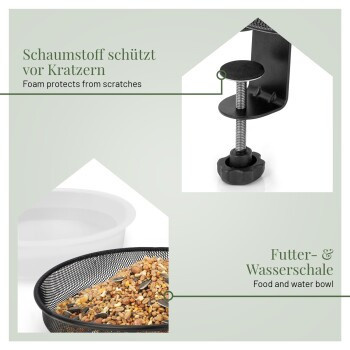WILDLIFE HOME Balkon Futter- und Wasserschale aus Metall und Kunststoff in Schwarz - Bild 2