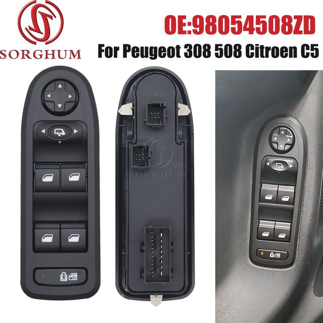 SORGHUM Fensterschalter Heber-Knopf Controller Zubehör in Schwarz für Peugeot 308 508 und Citroen C5 6490.QY 98054508 ZD - Bild 1