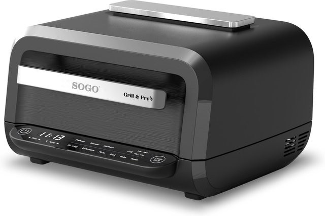 SOGO Multifunktions-Heißluftfritteuse und Grill in Schwarz und Silber aus Edelstahl und Kunststoff mit Timer, Abschaltautomatik und Überhitzungsschutz - Bild 1