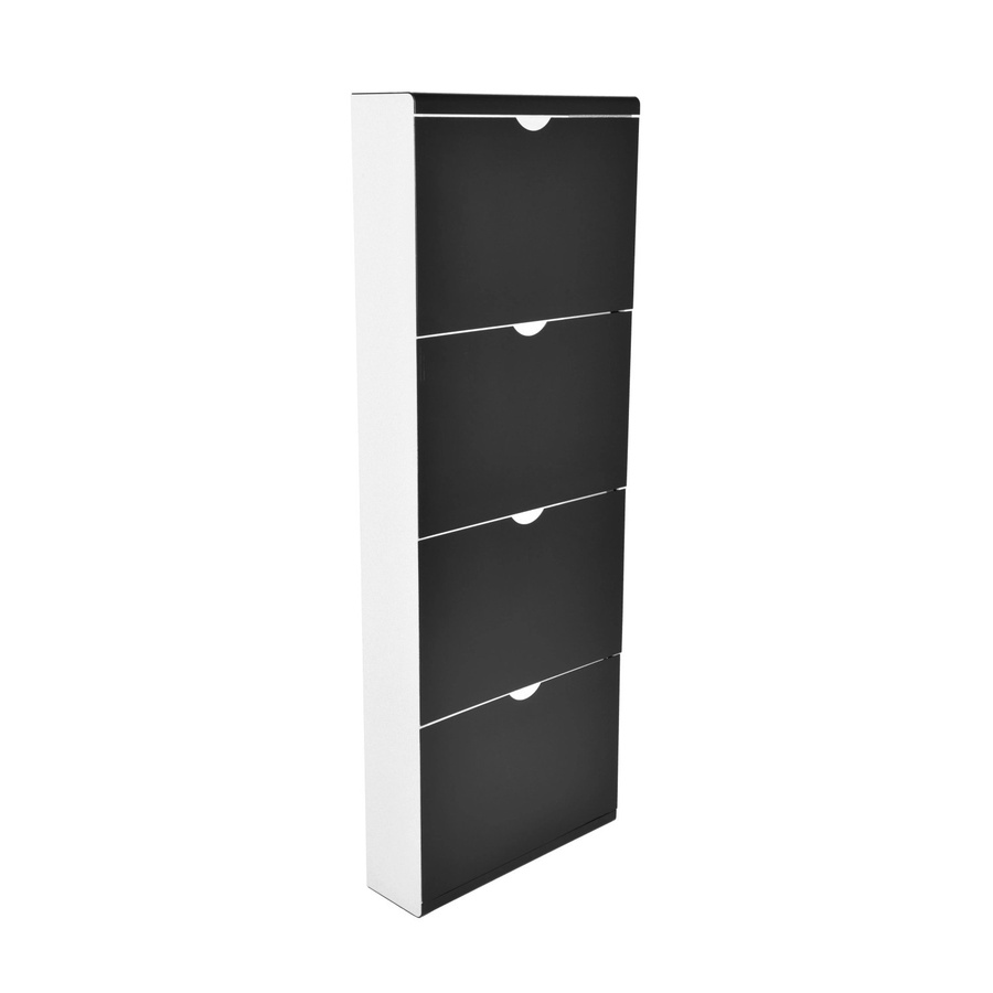 Schuhschrank DELUKE EDDI mit 4 Kippladen in Schwarz, Höhe: 138 cm, Breite: 51 cm, Tiefe: 51 cm - Bild 2