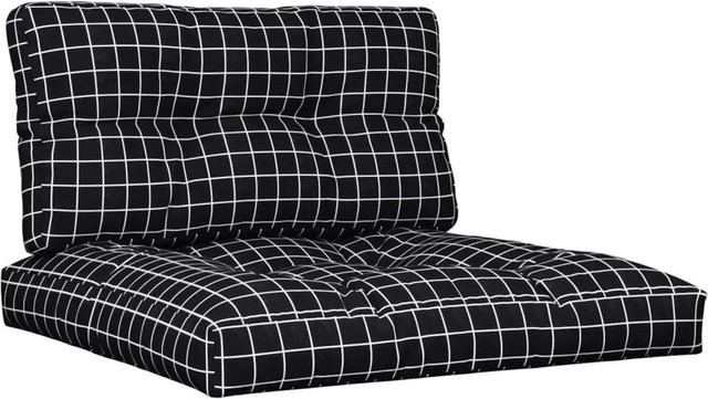 vidaXL Palettenkissen 2-teiliges Set Schwarz Karomuster aus wasserabweisendem Polyester - Bild 1