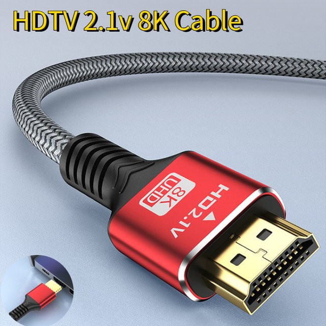 DIXSG HDMI 2.1 Kabel für 8K 60Hz und 4K 144Hz High Speed Übertragung für TV, Monitor und Spielkonsolen - Bild 1