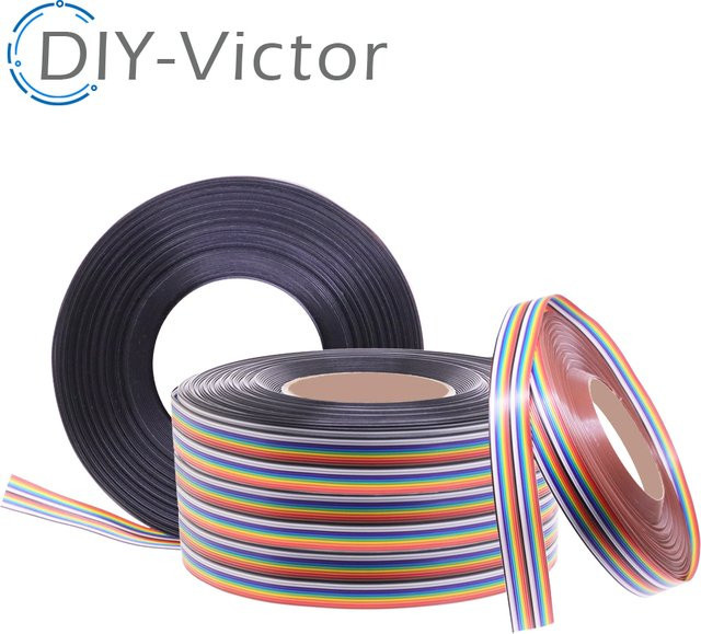 Regenbogen Flachbandkabel DuPont Draht mit 1,27mm Pitch in Multicolour, 1 Meter Länge - Bild 1