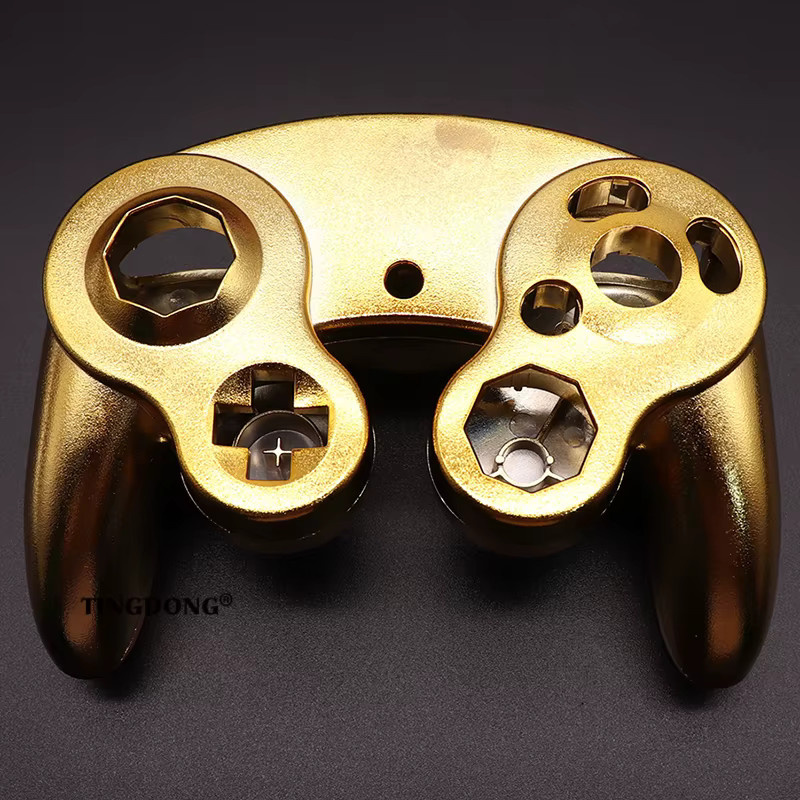 TingDong Schutzhülle und Ersatzknöpfe für NGC Gamecube Controller, Galvanisch vergoldetes Gehäuse und Griff-Schutzabdeckung, Gold/Multicolor - Bild 2