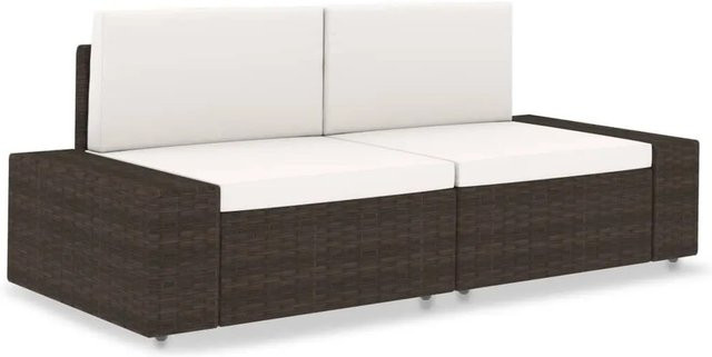 vidaXL Modulares 2-Sitzer-Sofa aus braunem PE-Rattan mit Polsterkissen und Metallrahmen - Bild 1