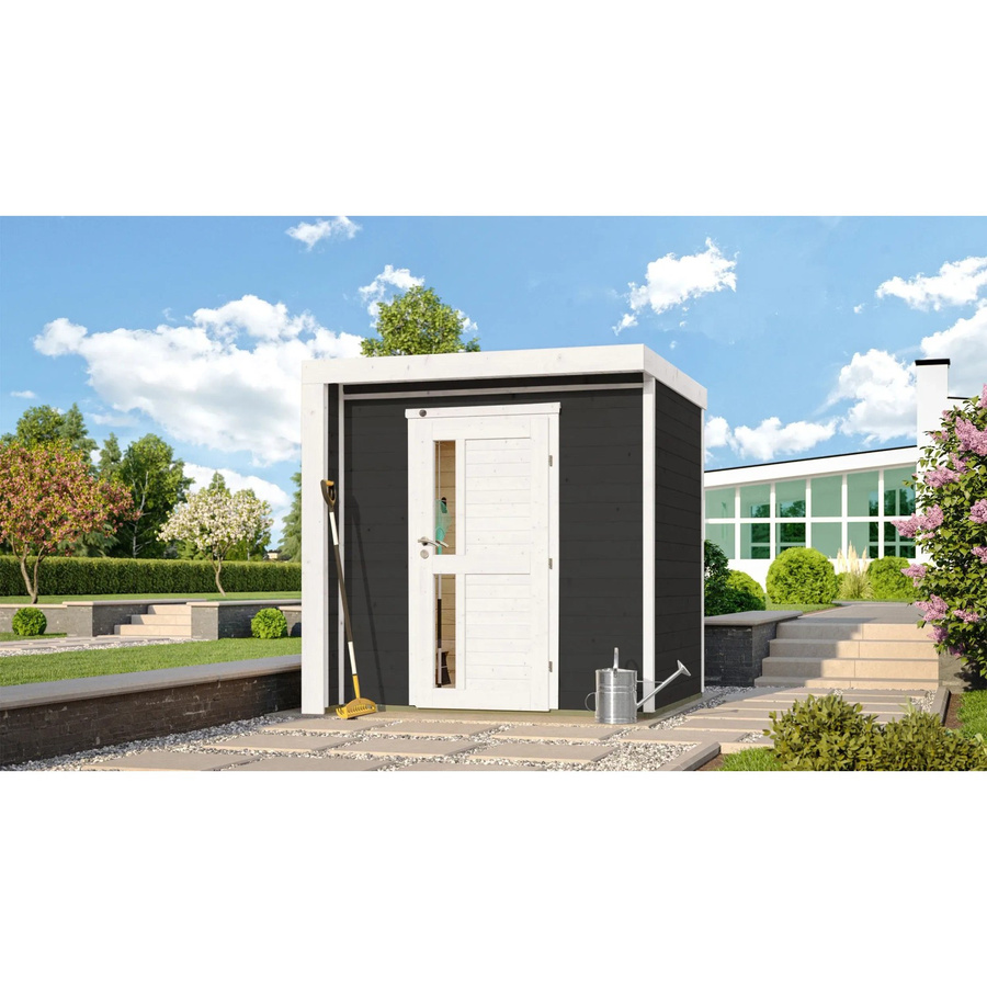 WEKA Holz-Gartenhaus Designhaus 262 mit Flachdach in Anthrazit und Grau, B/T: 214 x 215 cm - Bild 2