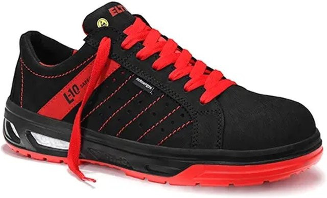 Elten Sicherheitshalbschuh Breezer Xx10 Low ESD S1 aus Nubukleder in Schwarz-Rot, Größe 43 - Bild 1