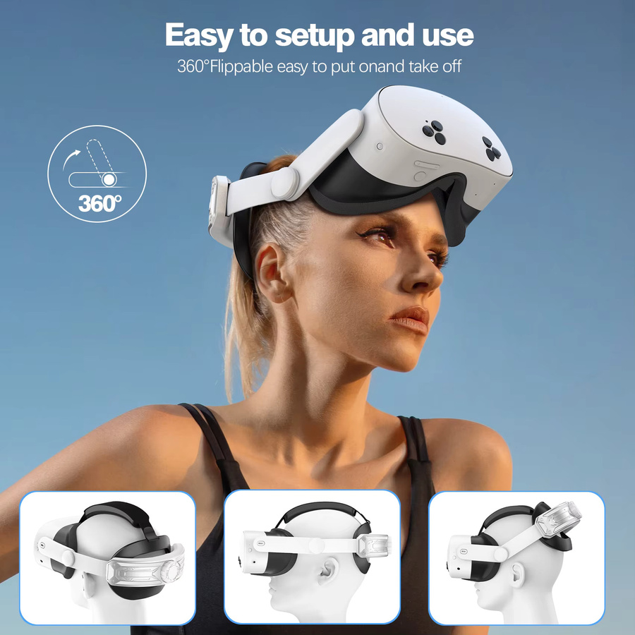 HUADAI Elite Strap Verstellbarer Kopfgurt im Iron Man Style für Meta Quest 2, Oculus Quest 3 und Quest 3S, Silber - Bild 4