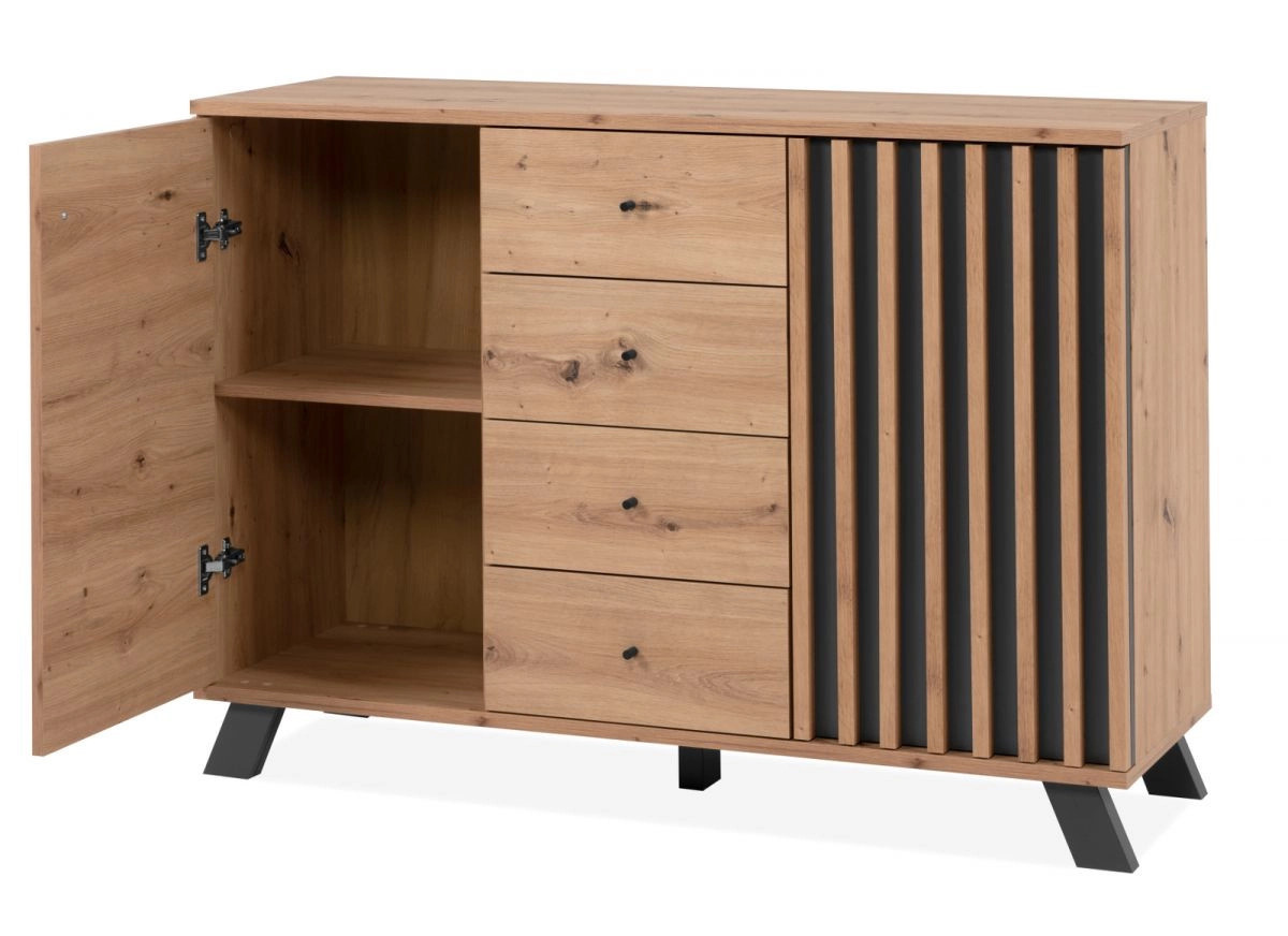 Furn.Design Kommode Madem Industrial im Design mit 3D-Lamellen aus Eiche Artisan und Anthrazit, Breite: 120 cm - Bild 6