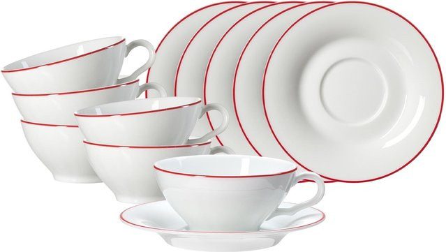 Ritzenhoff & Breker Teetassen mit Untertassen Ostfriese aus Porzellan, Weiß, 6er Set, 100 ml - Bild 1