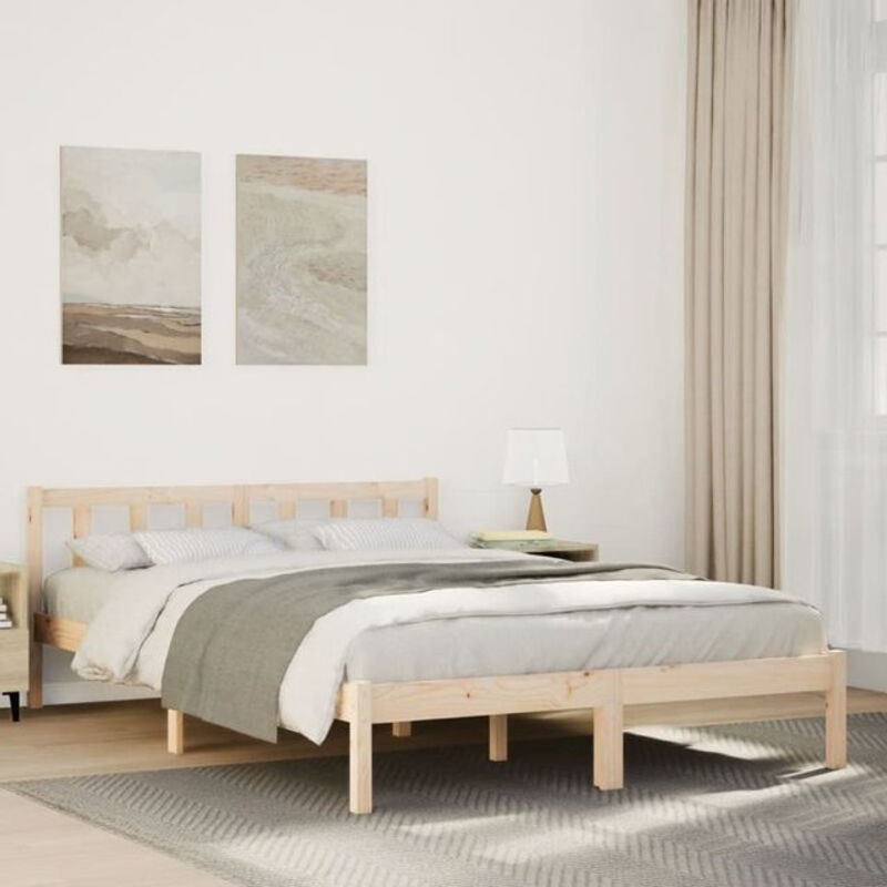 Massivholzbett VIDAXL aus Kiefer in Braun, Landhaus und Skandinavisch Stil, B/T/H: 160 x 220 x 69,5 cm - Bild 1