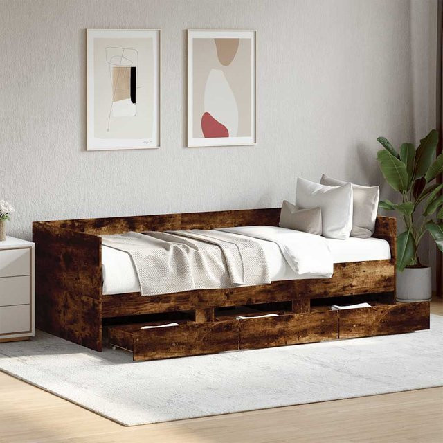 vidaXL Tagesbett mit Schubladen in Räuchereiche, ohne Matratze, B/T/H: 100 x 203 x 65 cm - Bild 3
