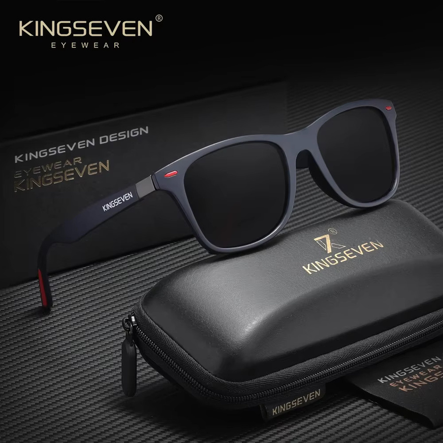 KINGSEVEN Sonnenbrille, Rechteckig, Vollrand, Kunststoff, Schwarz, Unisex - Bild 1