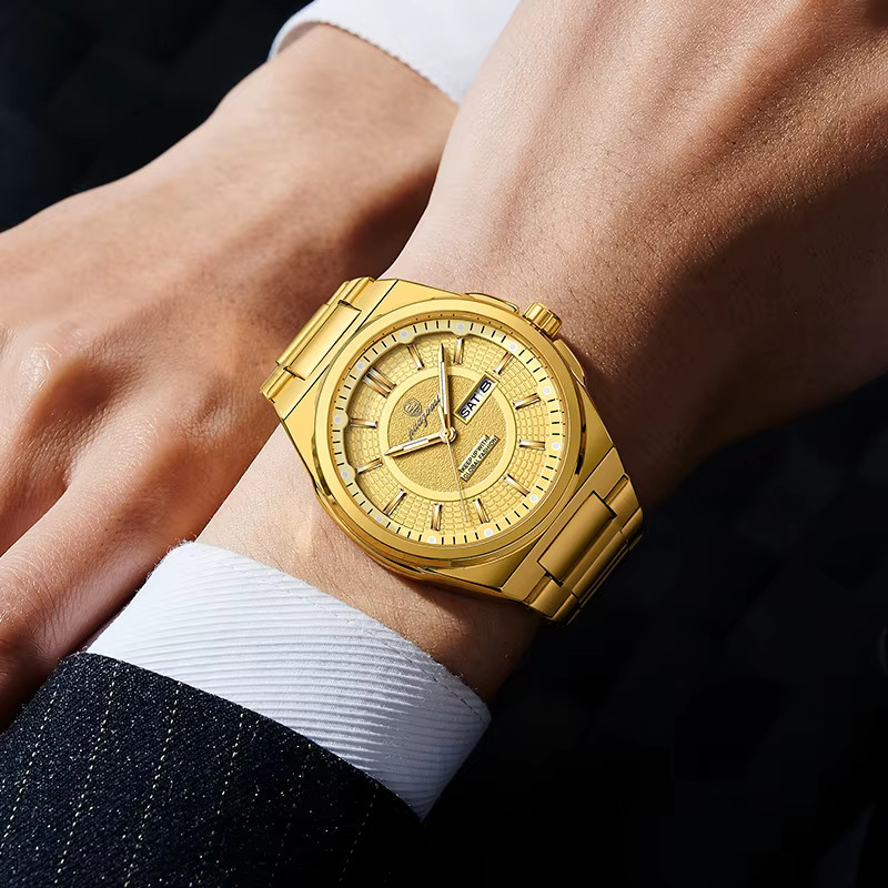 PAAZOMU Armbanduhr Edelstahl, Quarz, Schwarz, Herren, Datum, Wochentag - Bild 2