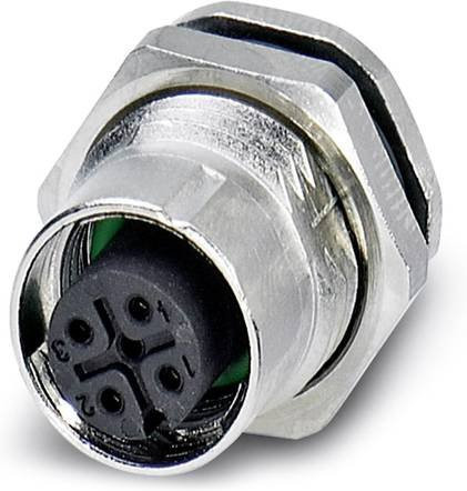 Phoenix Contact 1553462 Sensor-Aktor-Einbausteckverbinder M12 Buchse, 4 Pol, silber, Schraubanschluss - Bild 1