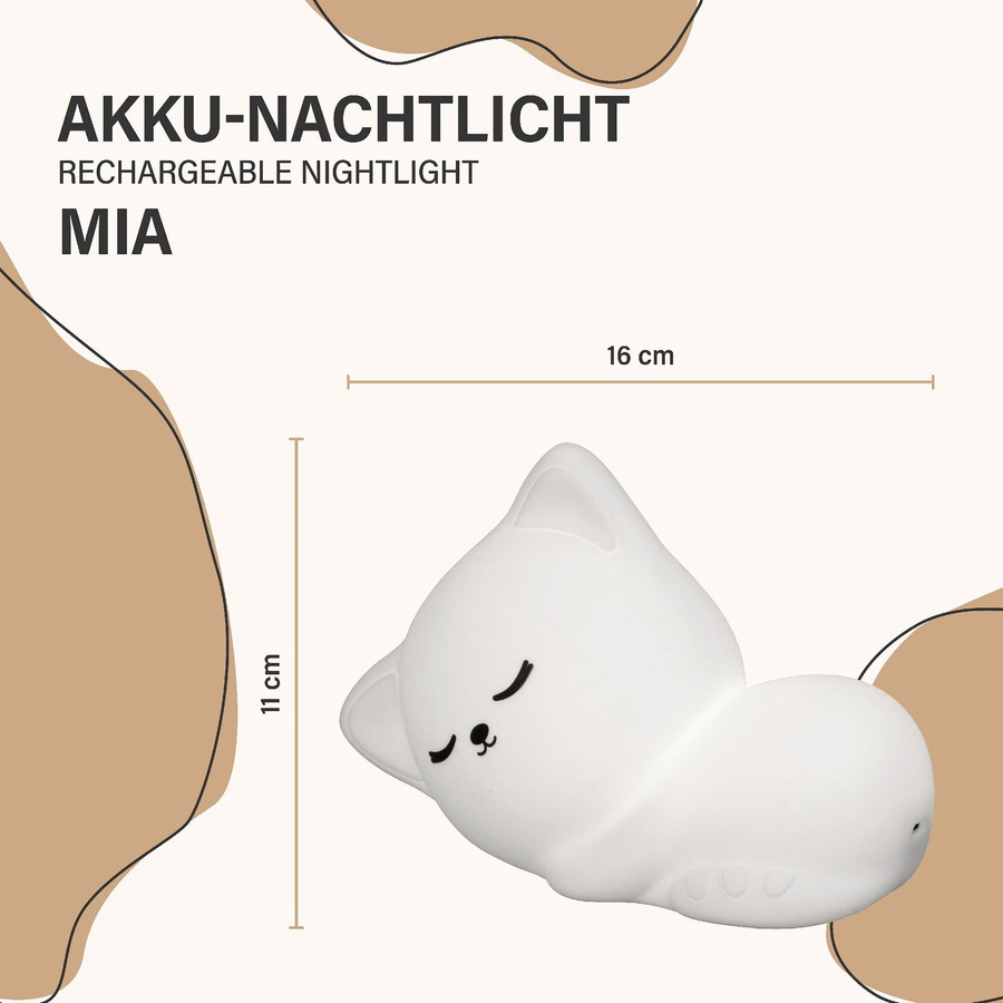 FH Lighting Nachtlicht Katze Mia in Weiß mit LED, dimmbar und wiederaufladbar aus Silikon - Bild 2