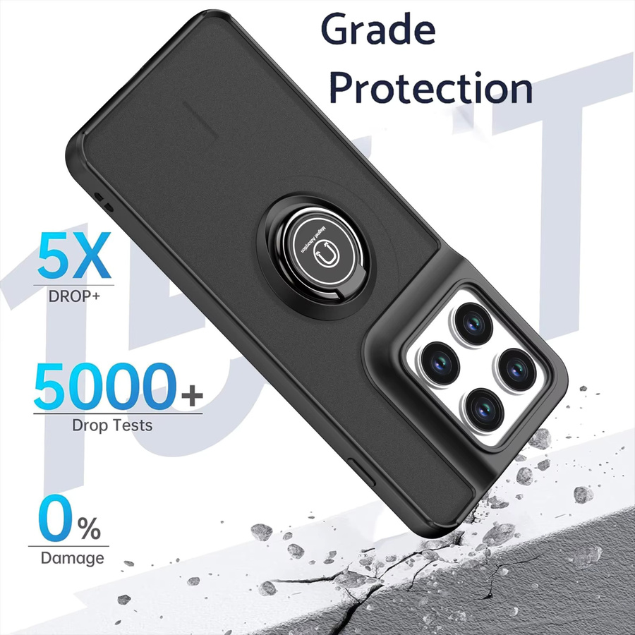 Stoßfeste Silikon-Handyhülle mit Metallring-Halter für Motorola Edge 70 XT2601-2 in Schwarz und Grün - Bild 5