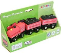 VEDES Holz-Eisenbahn Set mit Lokomotive und Anhänger, 3-teilig - Bild 1