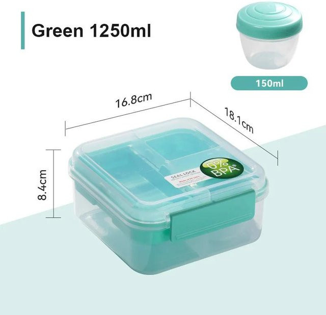 Bestbags Tragbare Doppelschichtige Lunchbox mit Unterteilung, Auslaufsicherer Bento-Behälter für Outdoor und Picknick, White, 1250 ml / 1650 ml - Bild 1
