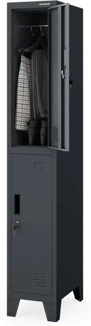 JAN NOWAK Umkleideschrank BARTEK Spind mit 2 Abteilen in Anthrazit, H x B x T: 172 x 29,2 x 45 cm - Bild 1