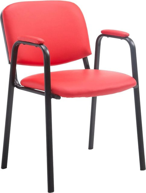 DELUKE Besucherstuhl ZAGREB Konferenzstuhl aus Kunstleder in Rot, B: 53 cm, T: 55 cm, H: 79 cm - Bild 1